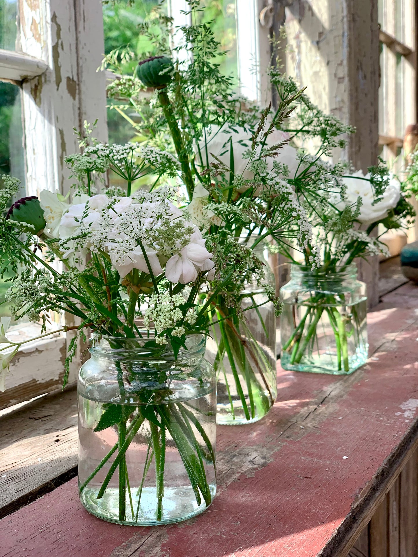 Blomster i Konservesglas, Helt i Hvidt, Stor